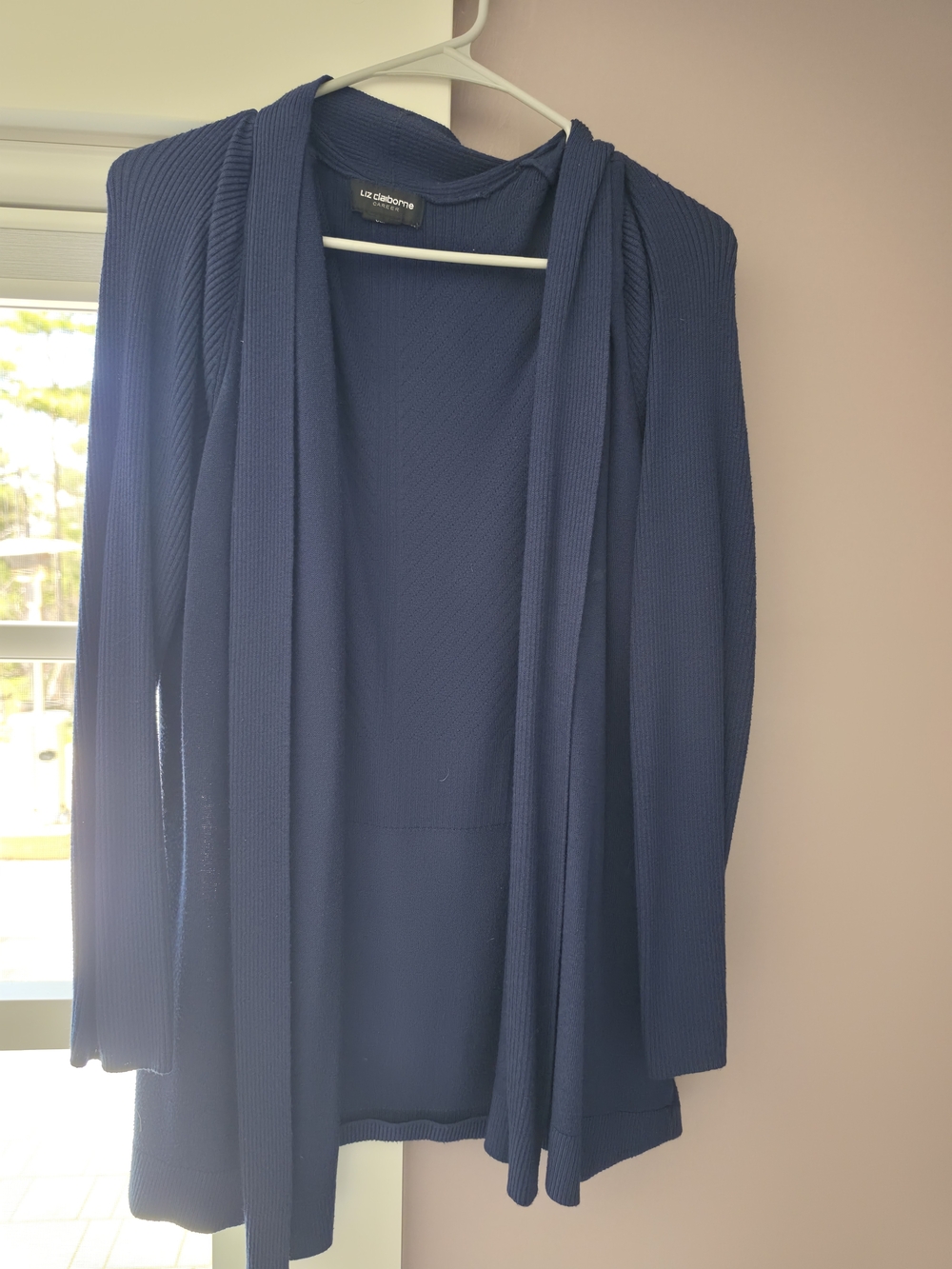 Liz Claiborne Navy Blue Open Front Knit Cardigan